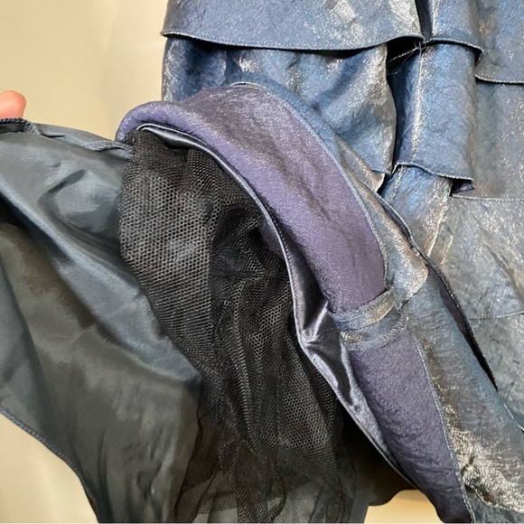 Adrianna Papell Tiered Petal Layered Sheath Party Dress Shiny Blue Size 10 - Picture 8 of 11